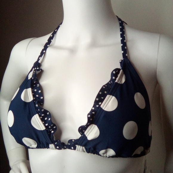 Coco Rave Navy Polka Dot String Bikini, XL 38D & XL Bottom, Navy - Picture 8 of 16